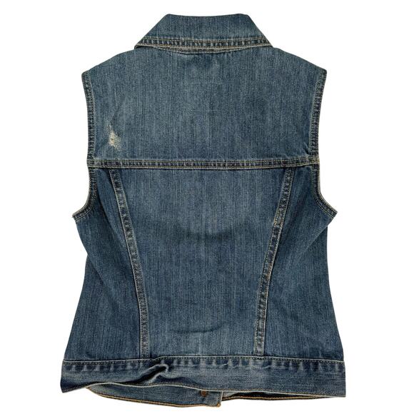 Hollister Women’s XS Denim Vest Blue Jean Button Front Sleeveless 100% Cotton - Picture 4 of 11